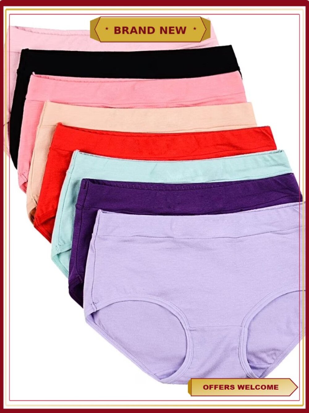 Women's Cotton Stretch Briefs Underwear 8 Pack Mid Rise